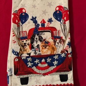 Red and White Independent Day Kitchen Towels Set